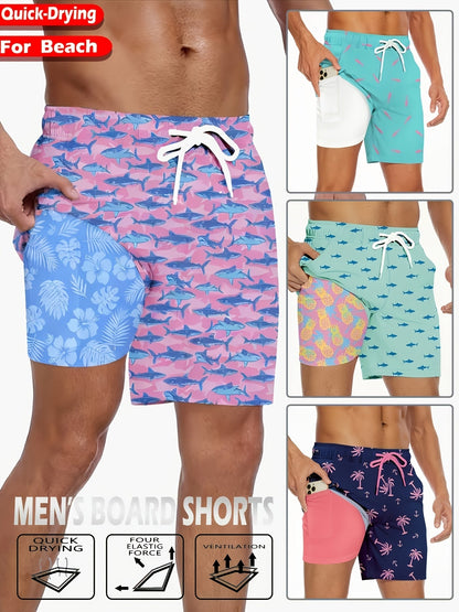Men's Swimwear – Men's Cyan Polyester Printed Pants – view 9