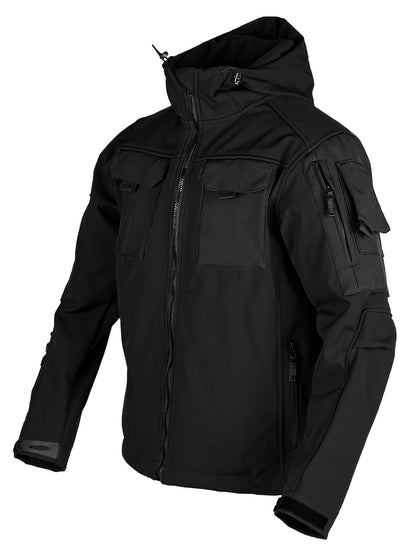 Men's Tactical Softshell Jacket - Hooded Multi-Pocket Windbreaker – view 5