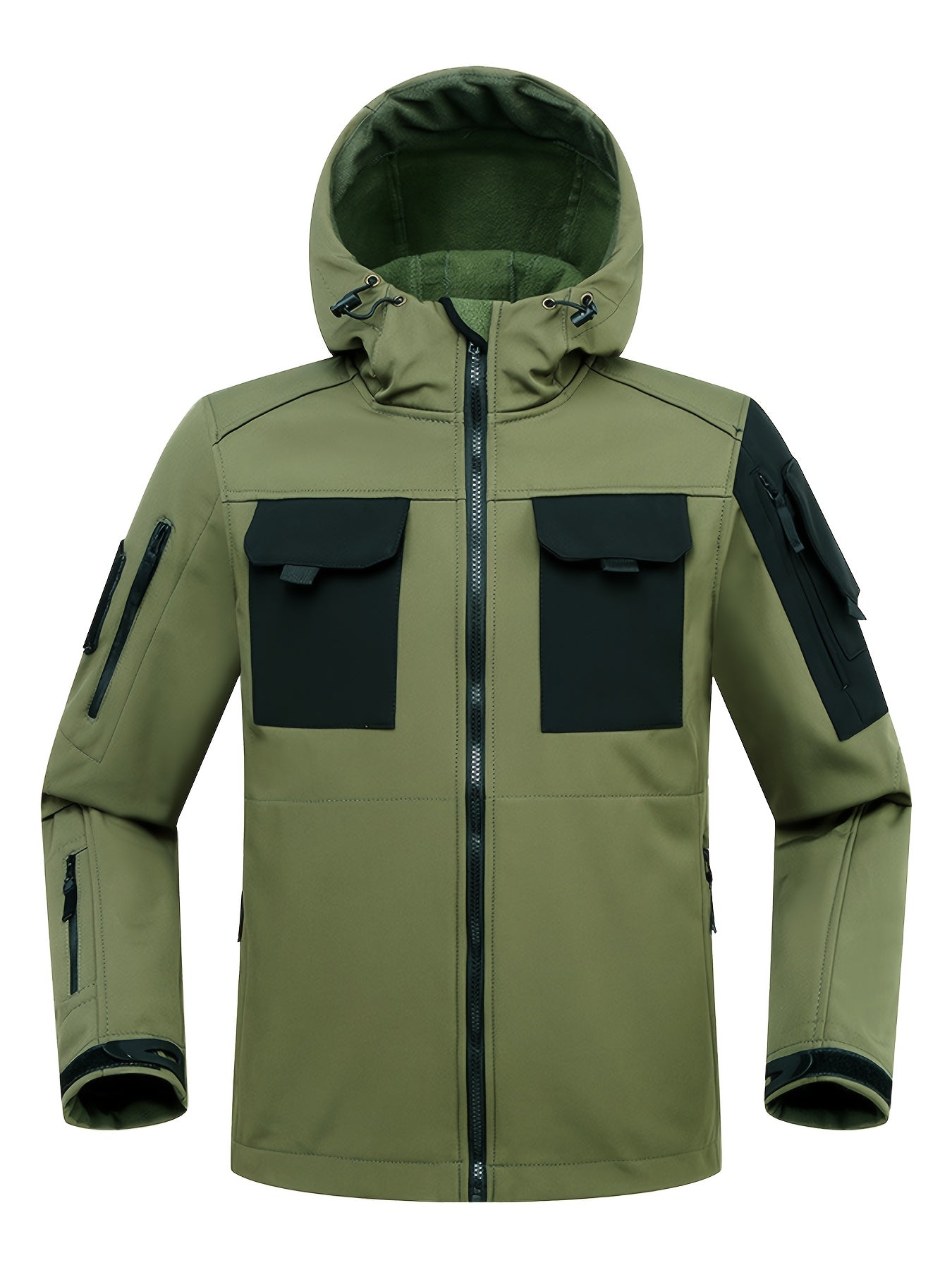 Men's Tactical Softshell Jacket - Hooded Multi-Pocket Windbreaker – view 8