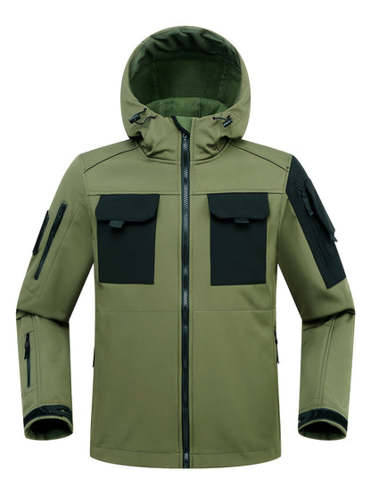 Men's Tactical Softshell Jacket - Hooded Multi-Pocket Windbreaker – view 8