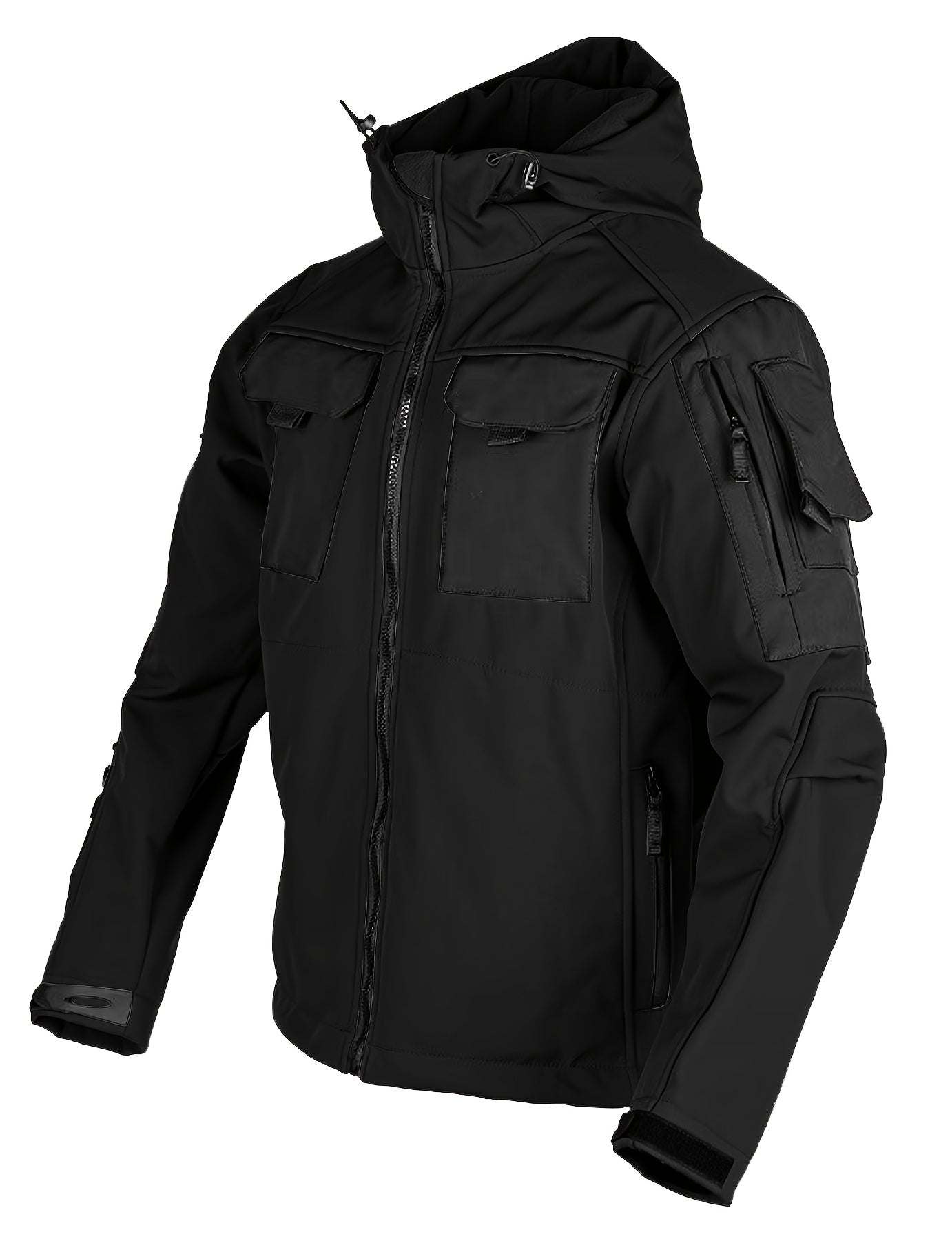 Men's Tactical Softshell Jacket - Hooded Multi-Pocket Windbreaker – view 10