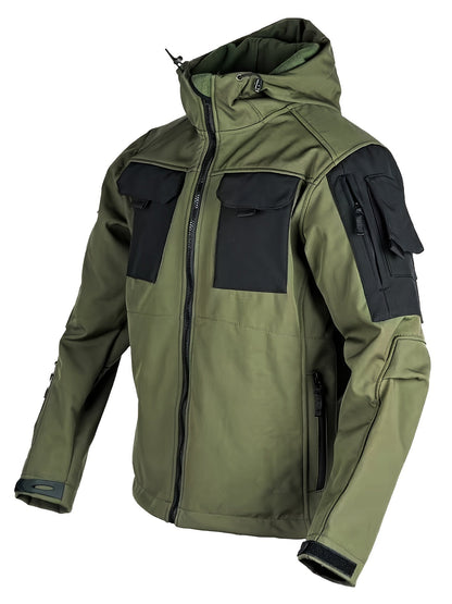 Men's Tactical Softshell Jacket - Hooded Multi-Pocket Windbreaker – view 14