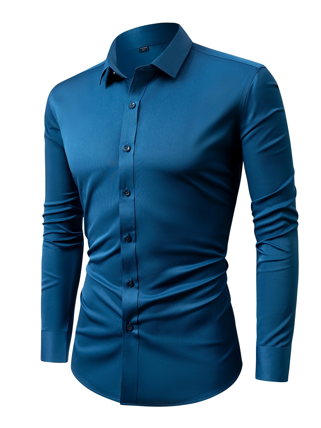 Men's Textured Long Sleeve Dress Shirt - Wrinkle Resistant – Black option – view 3