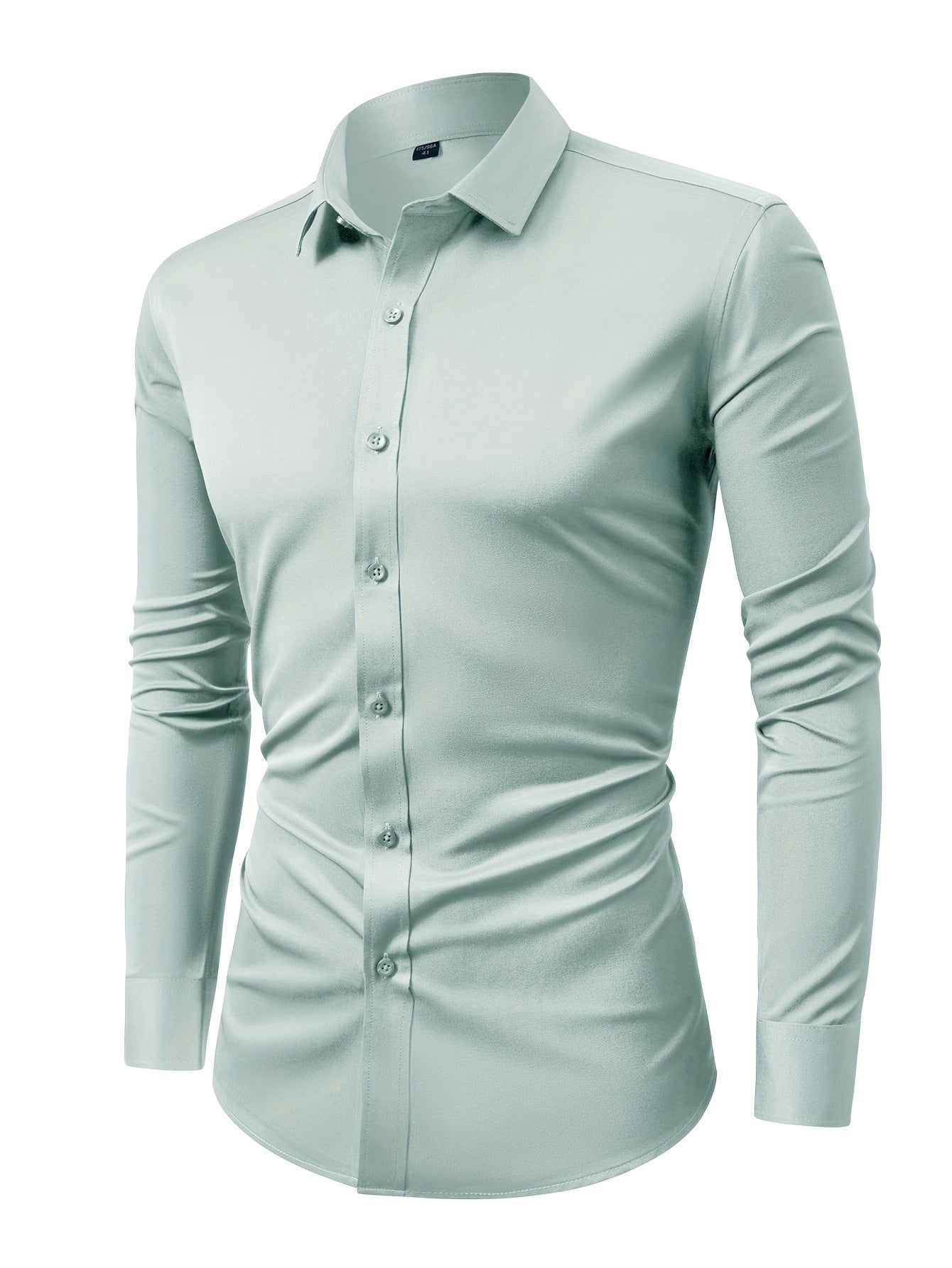 Men's Textured Long Sleeve Dress Shirt - Wrinkle Resistant – Black option – view 4