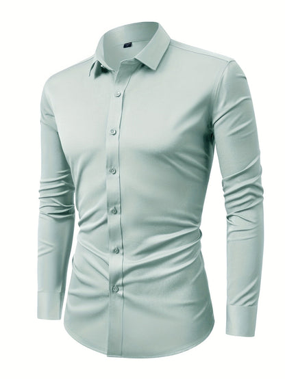Men's Textured Long Sleeve Dress Shirt - Wrinkle Resistant – Black option – view 4