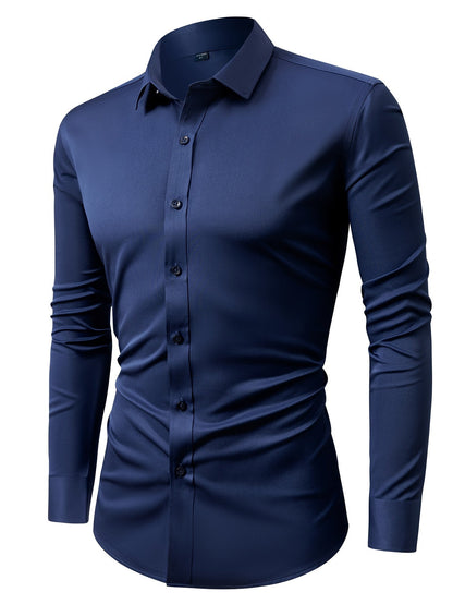 Men's Textured Long Sleeve Dress Shirt - Wrinkle Resistant – Black option – view 7