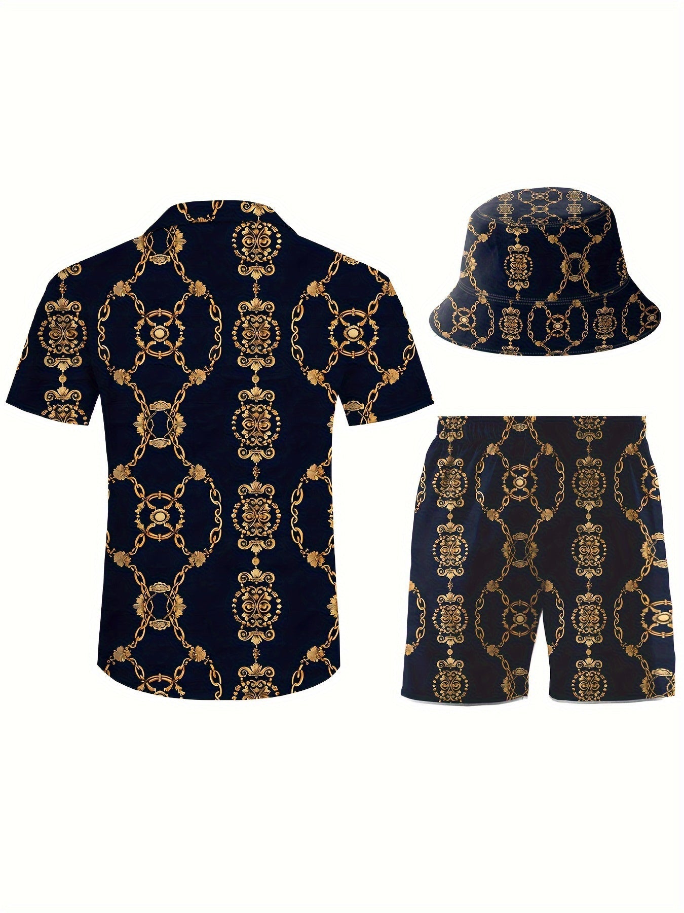 Men's Three-Piece Beach Outfit Set - Resort Print Summer Style – view 2
