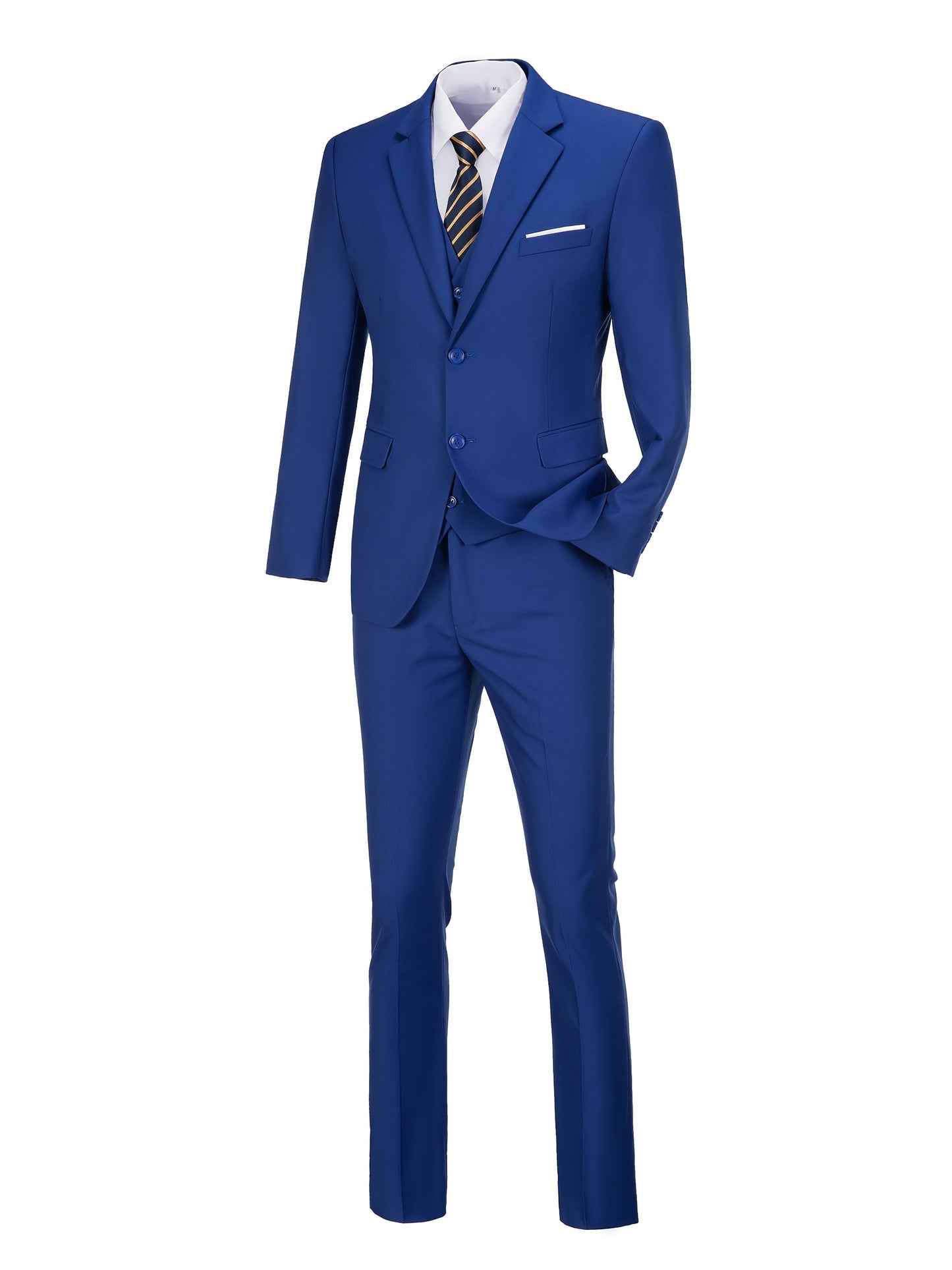 Men's Three-Piece Formal Suit - Slim Fit Solid Color – view 12