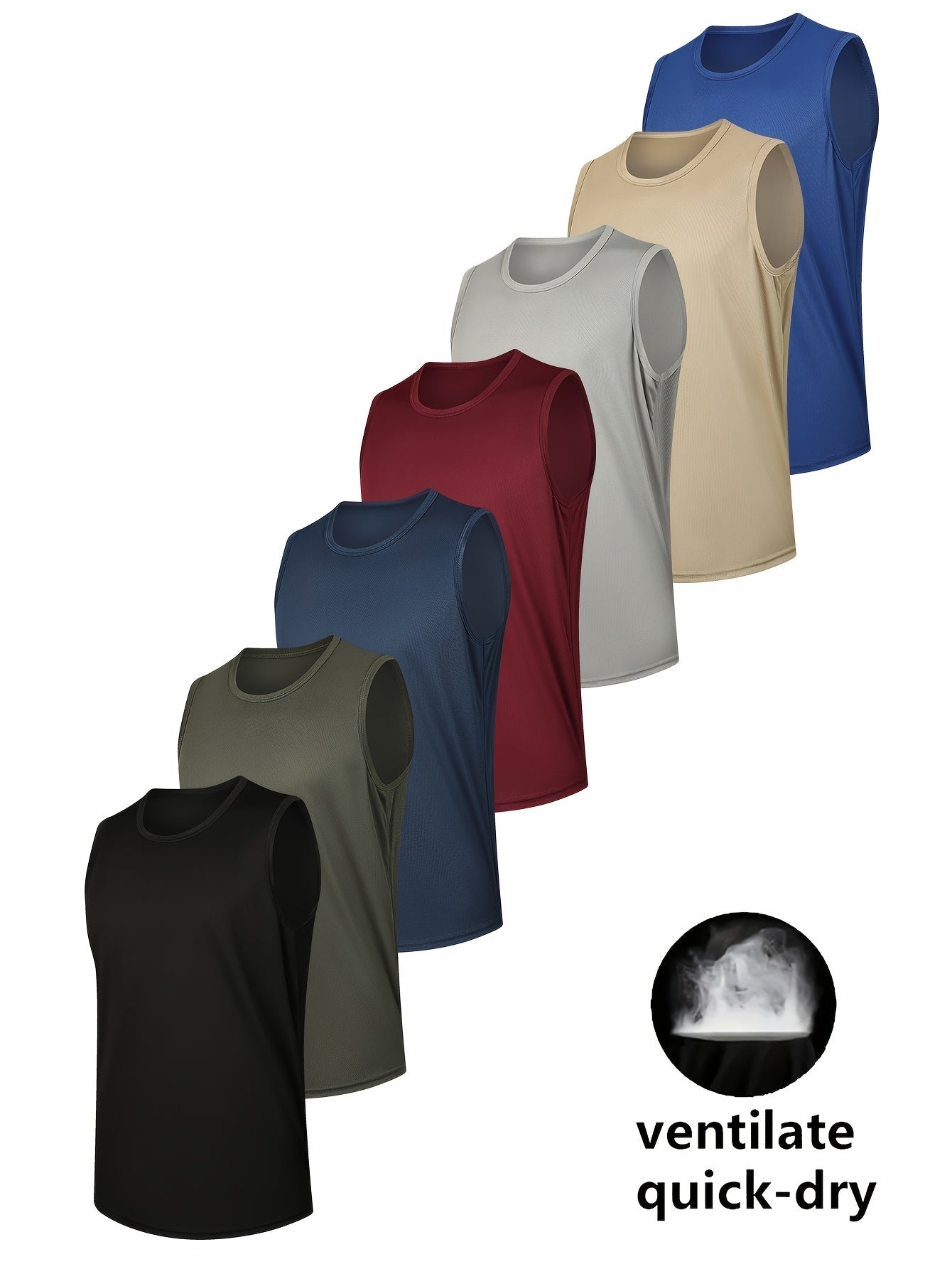 Men's Top Multipack – Men's Solid Sleeveless Tops 7-Pack - Summer Basics – view 7