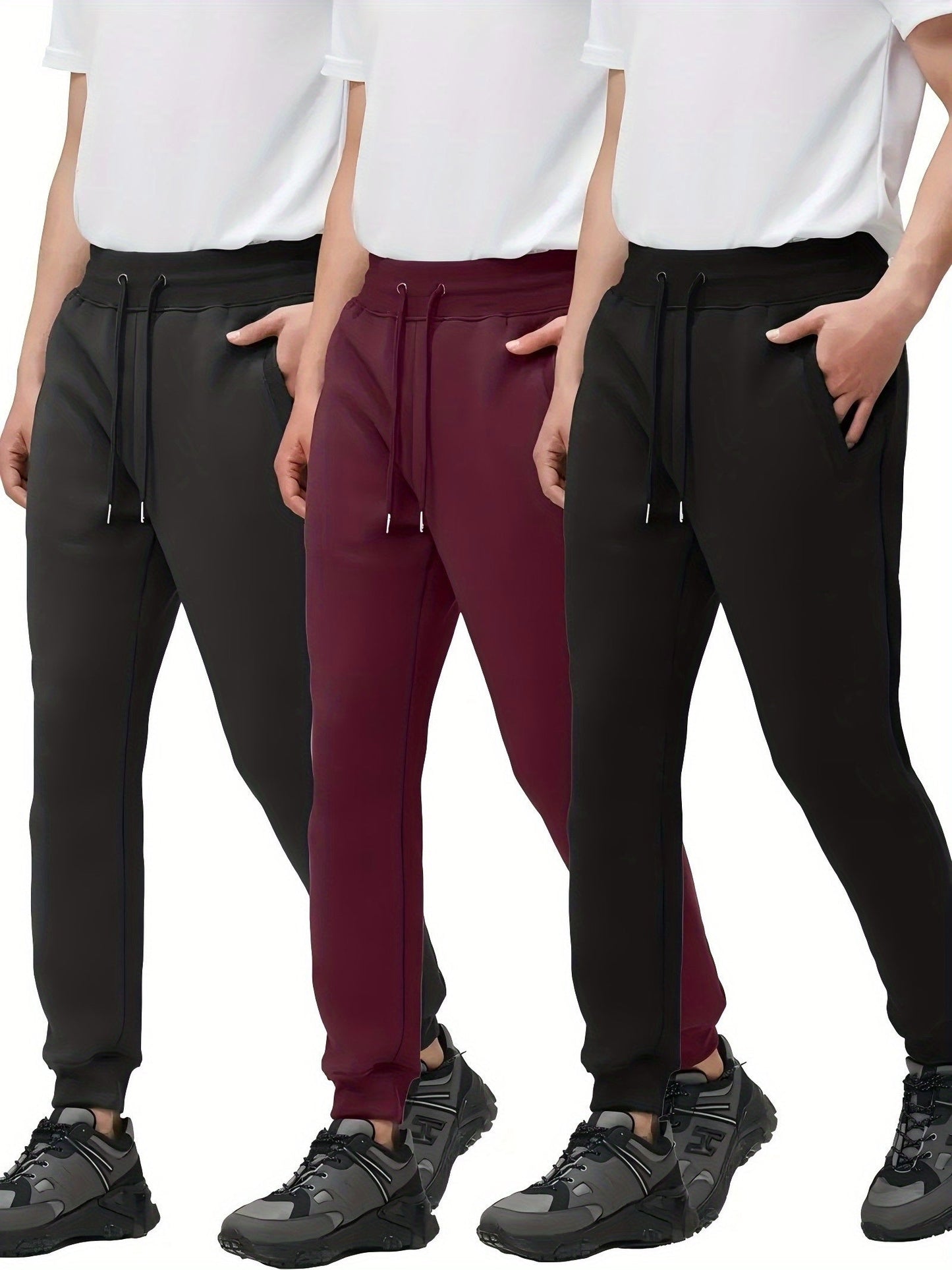 Men's Track Pants - Drawstring Waist With Pockets – Black option – view 3