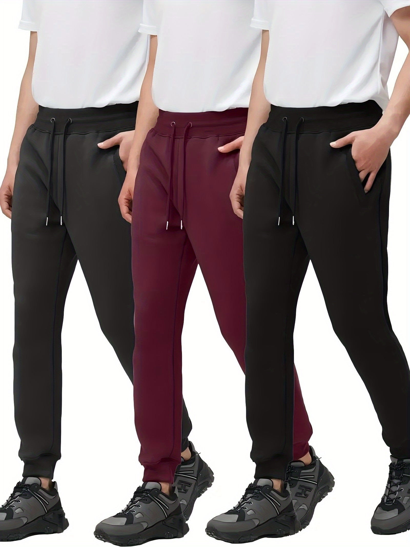 Men's Track Pants - Drawstring Waist With Pockets – Black option – view 3