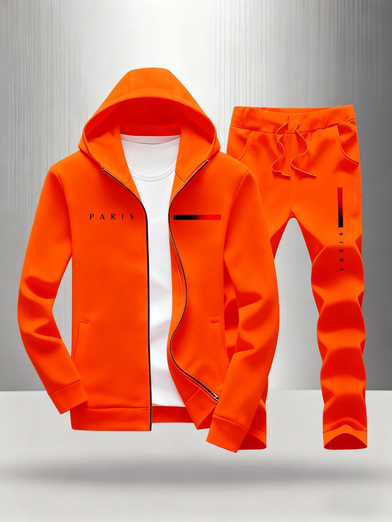 Men's Tracksuit Jacket and Pants Set - 3D Print – Orange option – main product image
