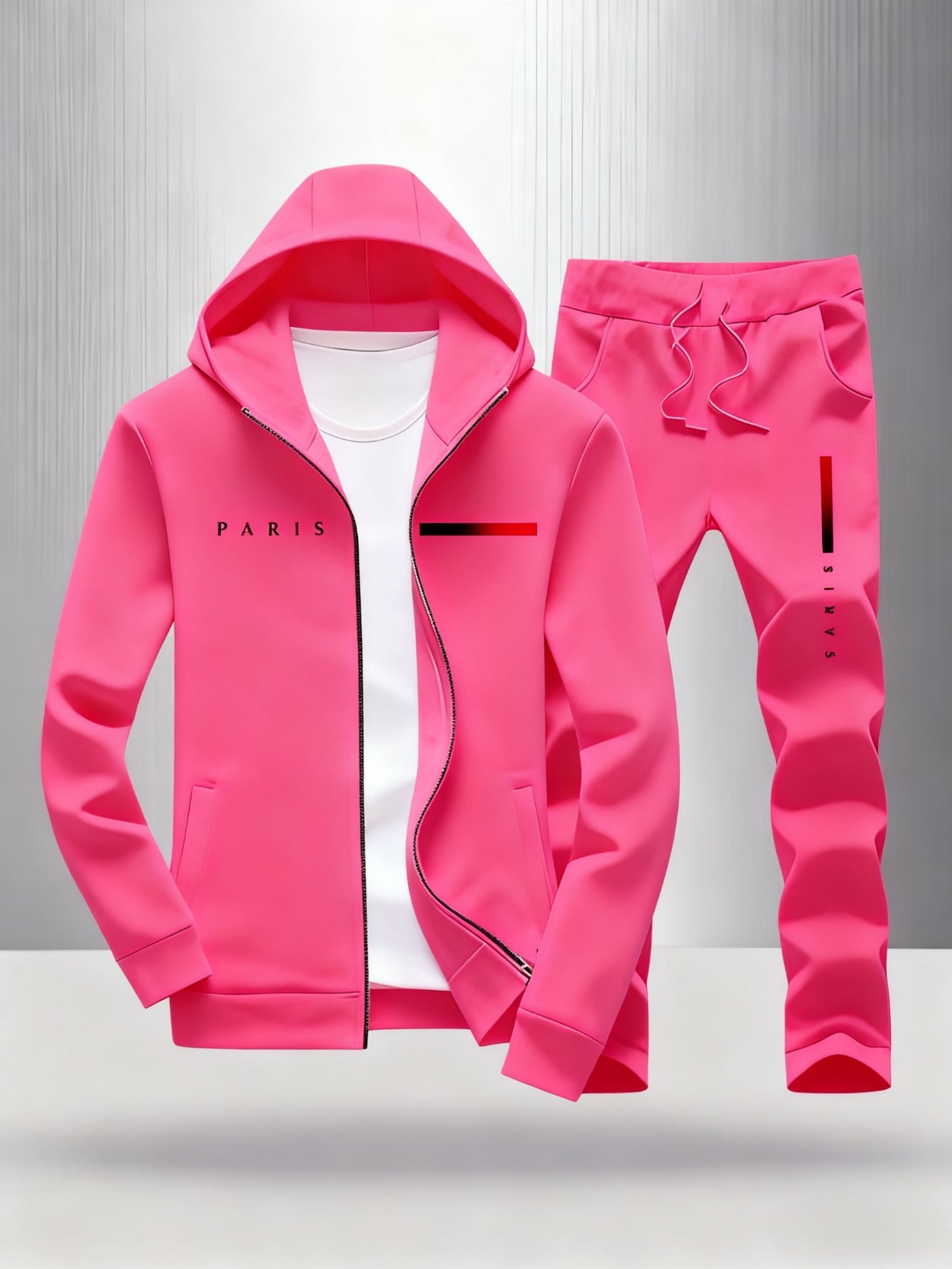 Men's Tracksuit Jacket and Pants Set - 3D Print – Orange option – view 4