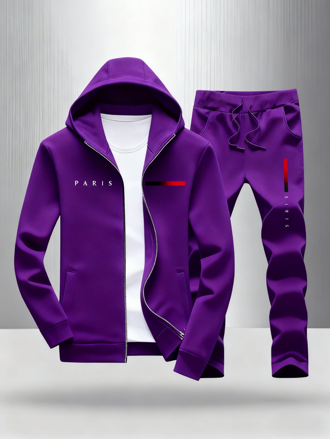 Men's Tracksuit Jacket and Pants Set - 3D Print – Orange option – view 5
