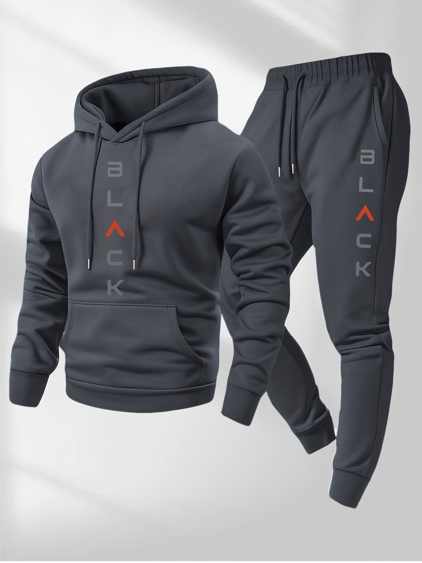 Men's Tracksuit Jacket and Pants Set - Letter Print Cold-Weather Style – view 2