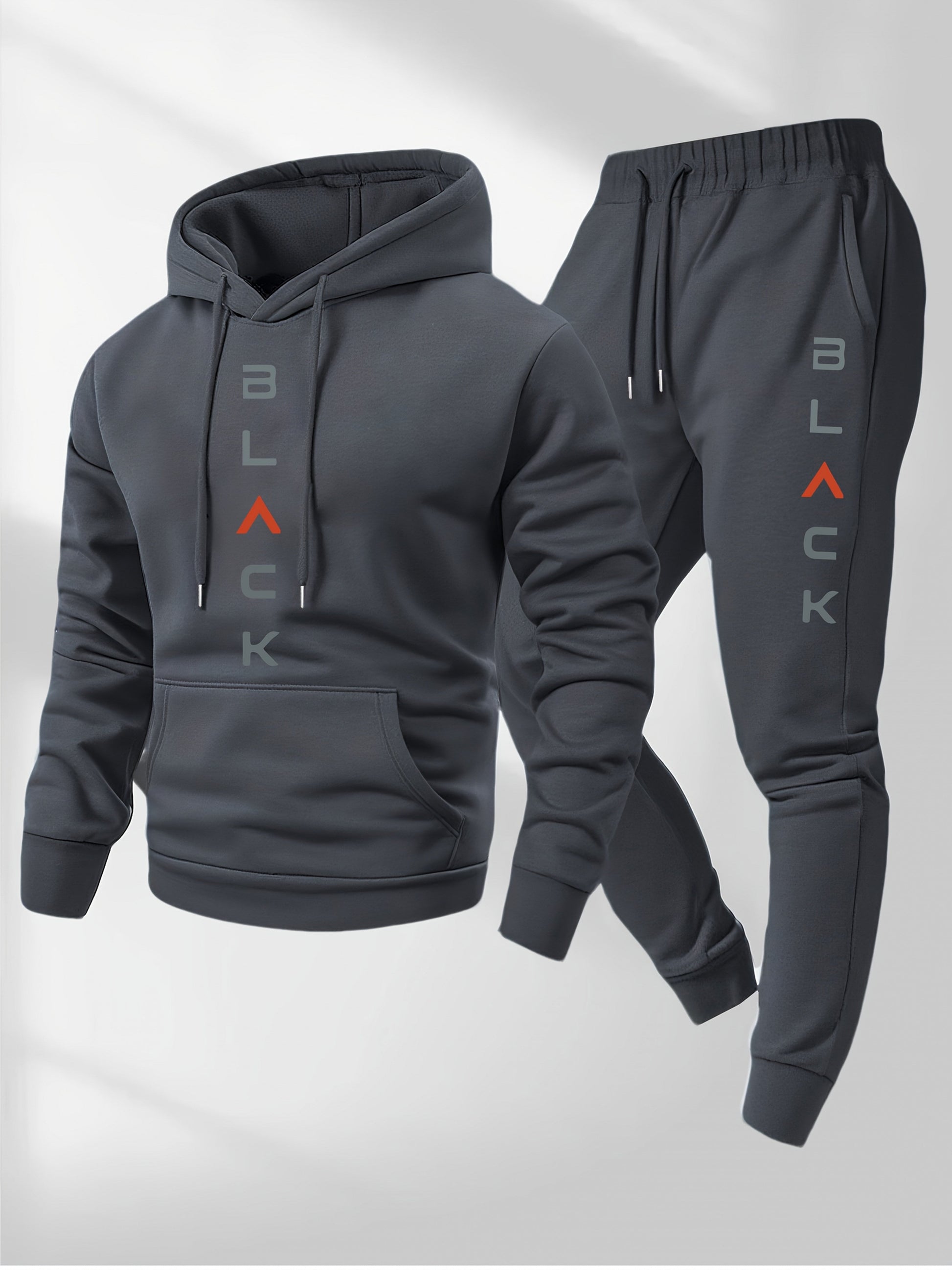 Men's Tracksuit Jacket and Pants Set - Letter Print Cold-Weather Style – view 2