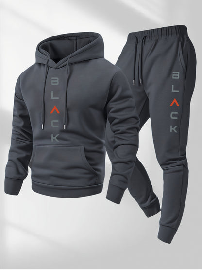 Men's Tracksuit Jacket and Pants Set - Letter Print Cold-Weather Style – view 2
