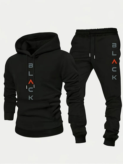 Men's Tracksuit Jacket and Pants Set - Letter Print Cold-Weather Style – view 4