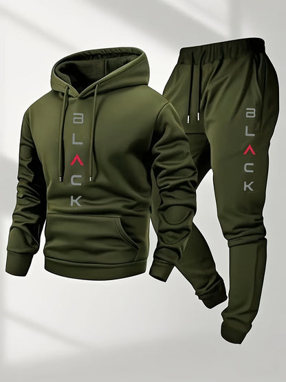 Men's Tracksuit Jacket and Pants Set - Letter Print Cold-Weather Style – view 9