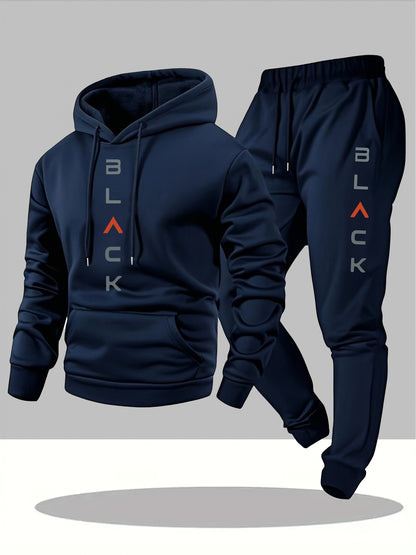 Men's Tracksuit Jacket and Pants Set - Letter Print Cold-Weather Style – green option – view 6