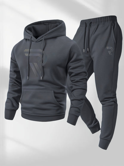 Men's Tracksuit Jacket and Pants Set - Patriotic Print Cold-Weather Style – gray option – view 2