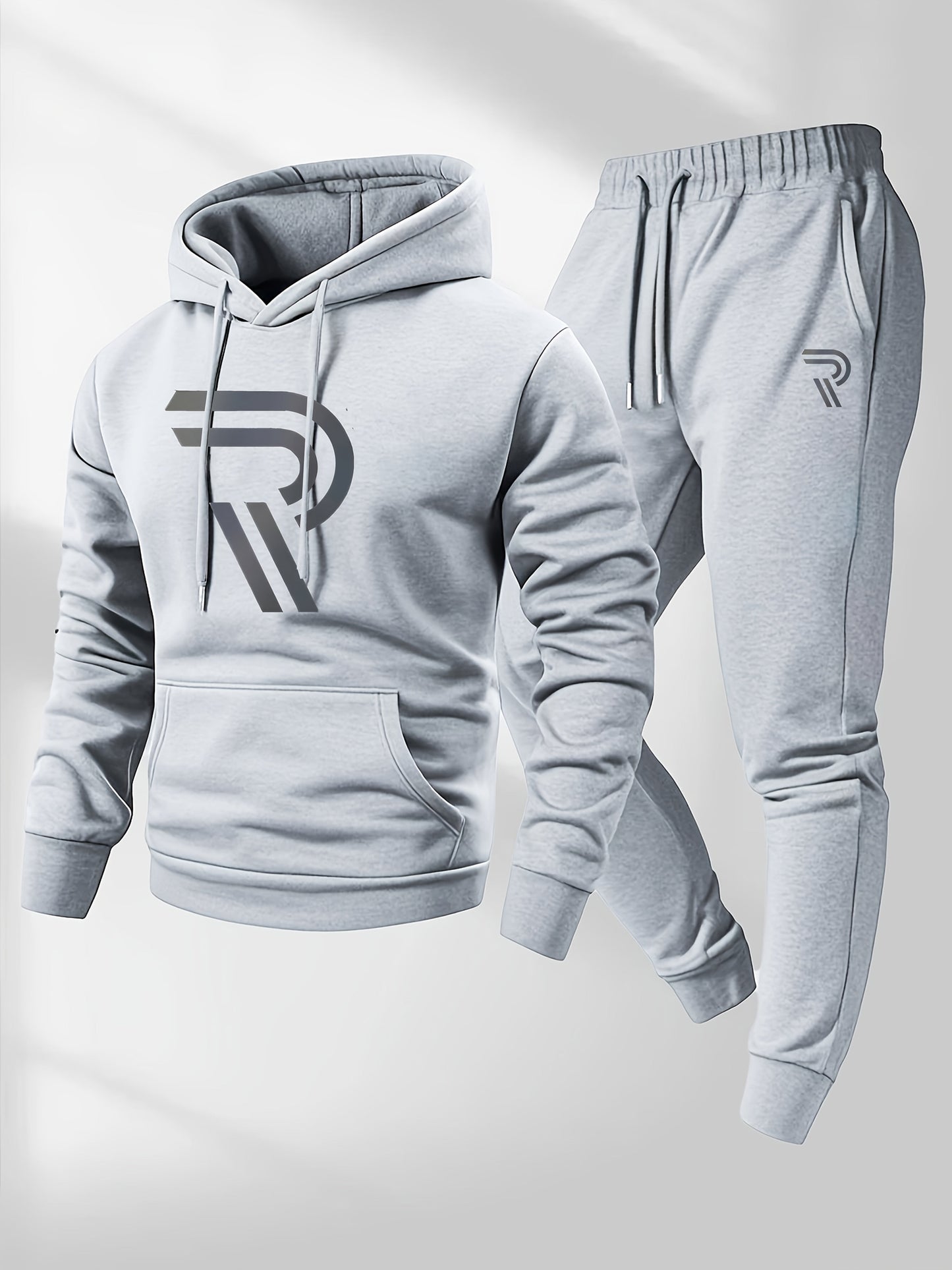 Men's Tracksuit Jacket and Pants Set - Patriotic Print Cold-Weather Style – gray option – view 6