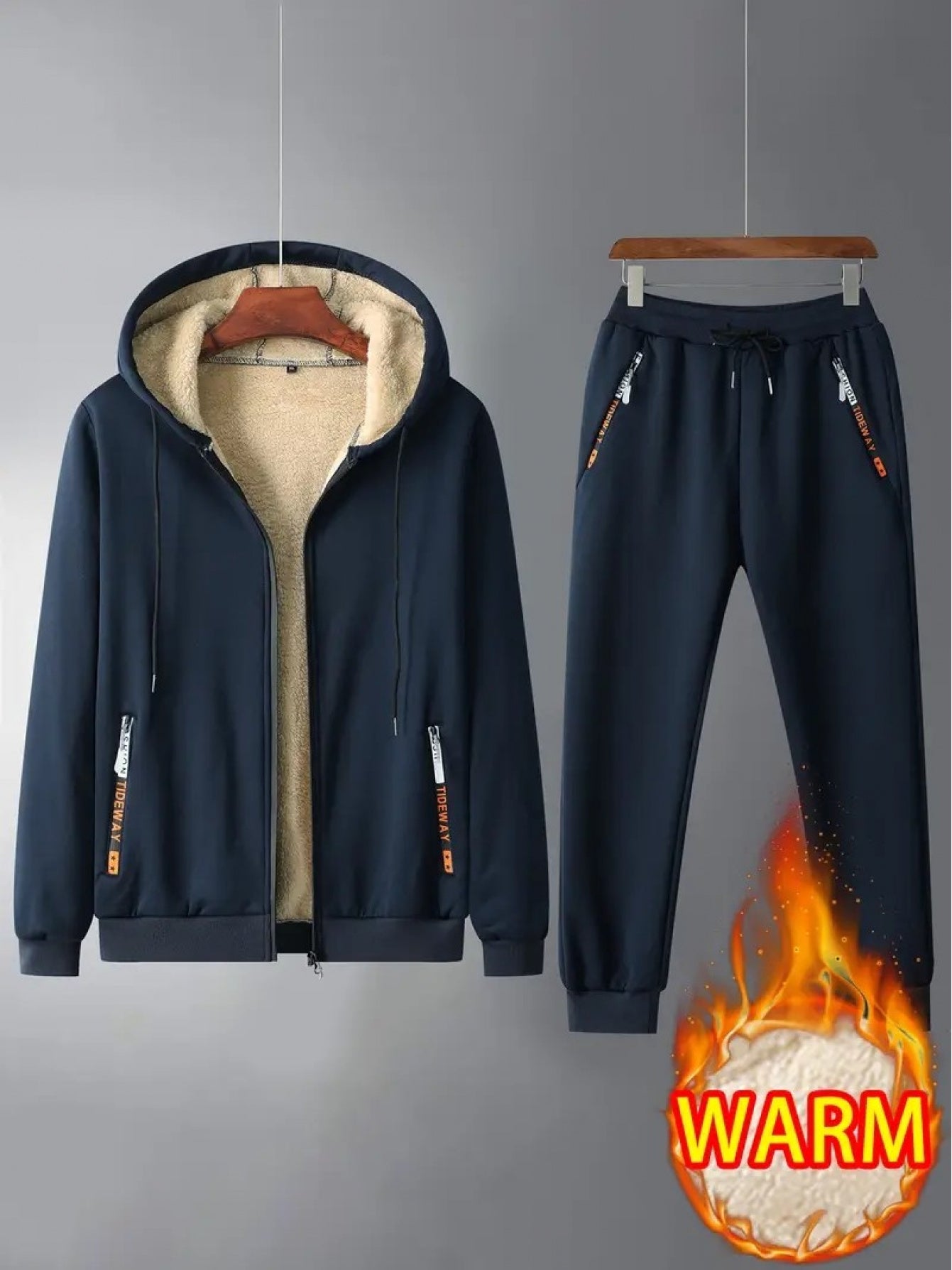 Men's Tracksuit Jacket and Pants Set - Zip Detail Cold-Weather Style detail view