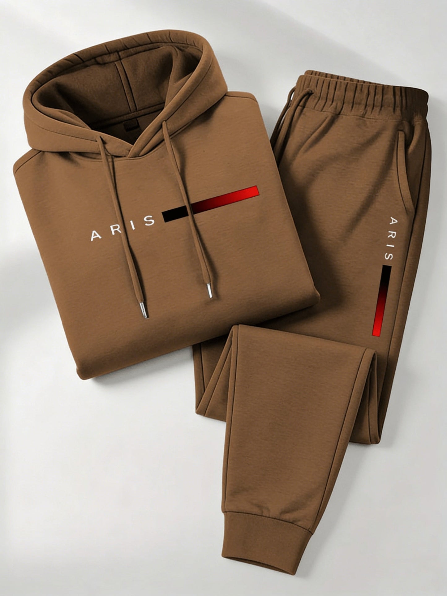 Men's Tracksuit – Men's Coffee Brown Polyester Printed Hoodie – view 8