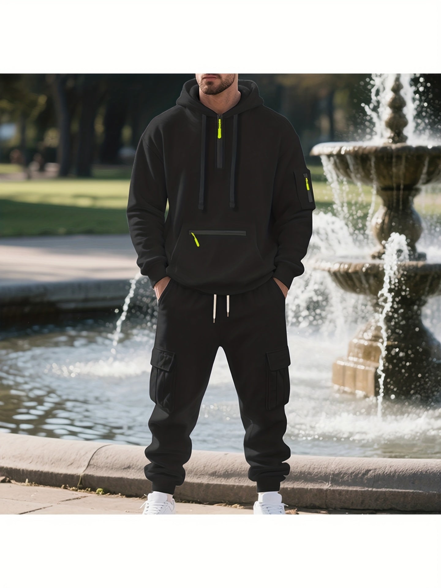 Men's Tracksuit – Men's Space Gray Polyester Long-Sleeve Outfit Set – view 2