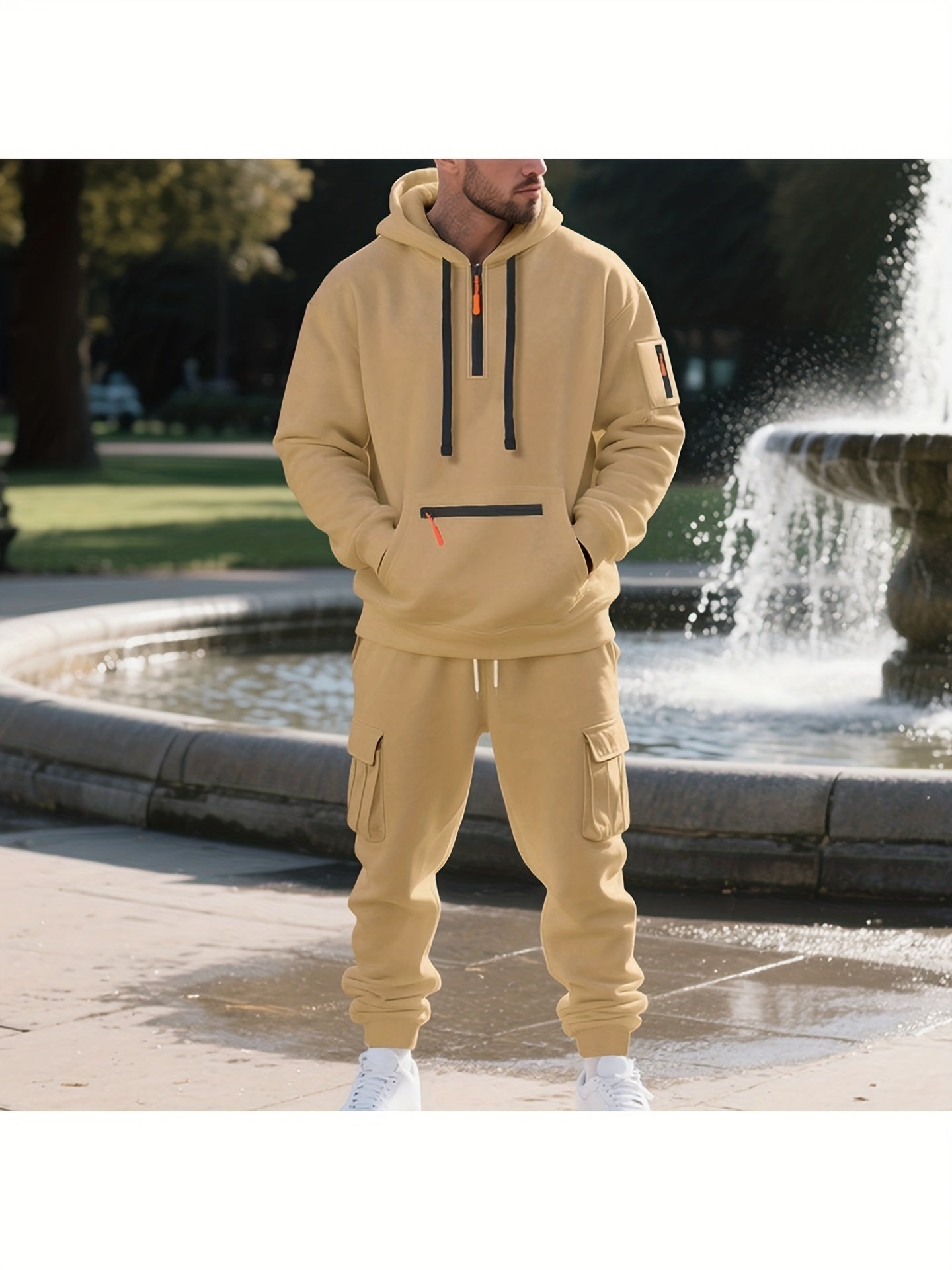 Men's Tracksuit – Men's Space Gray Polyester Long-Sleeve Outfit Set – view 3