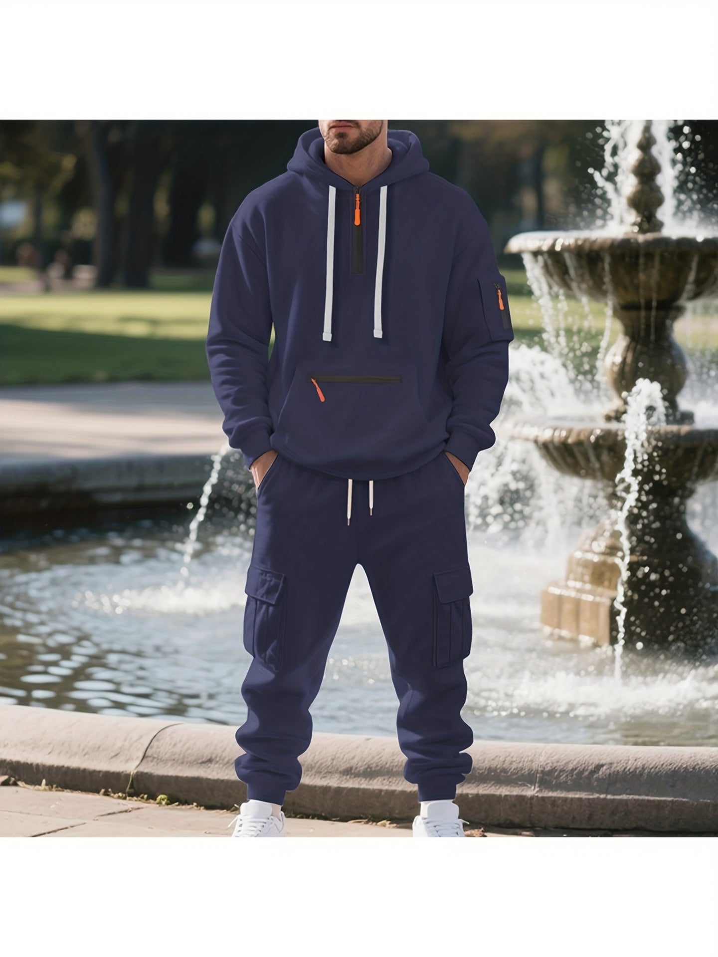 Men's Tracksuit – Men's Space Gray Polyester Long-Sleeve Outfit Set – view 5