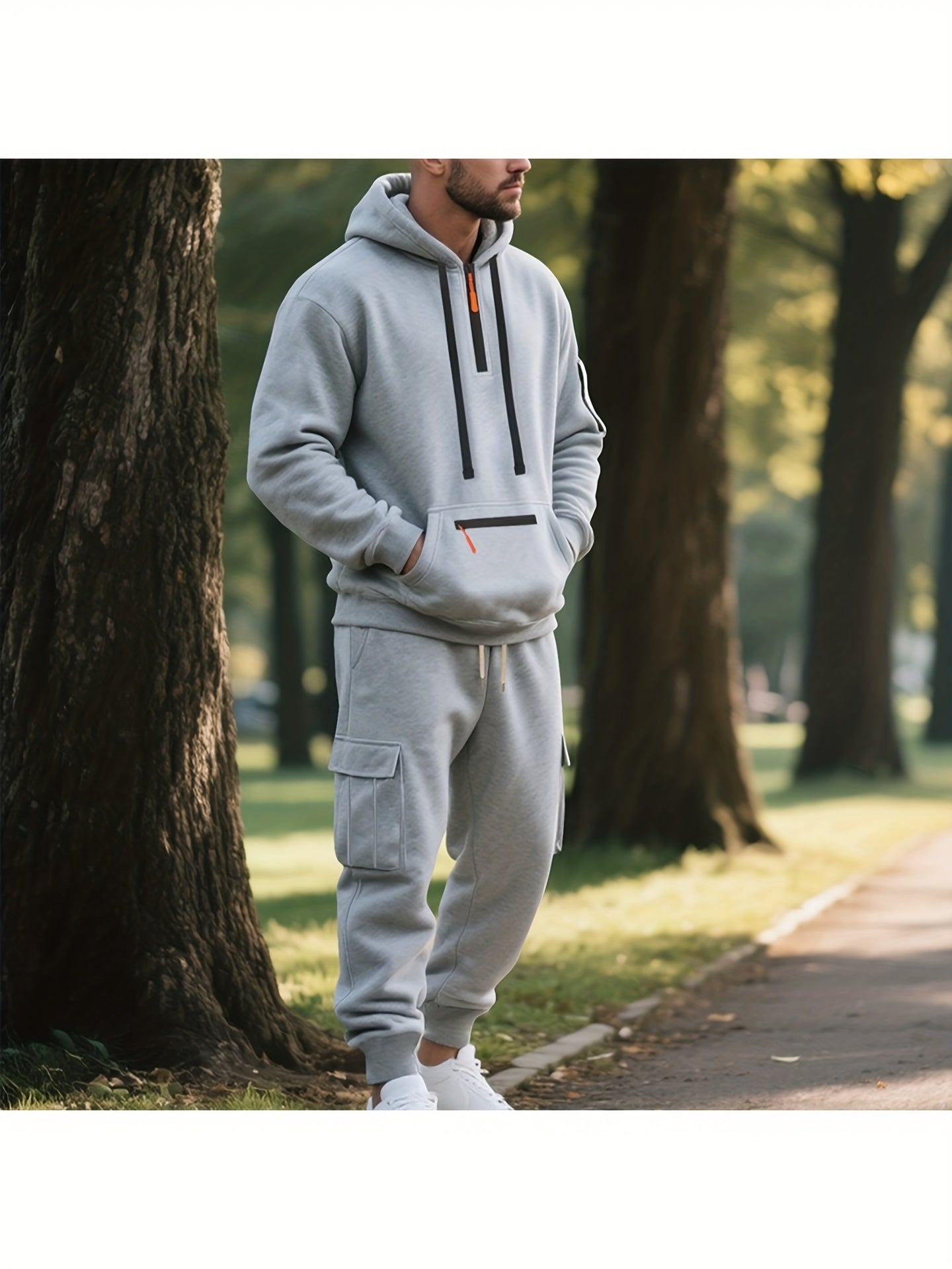 Men's Tracksuit – Men's Space Gray Polyester Long-Sleeve Outfit Set – view 9