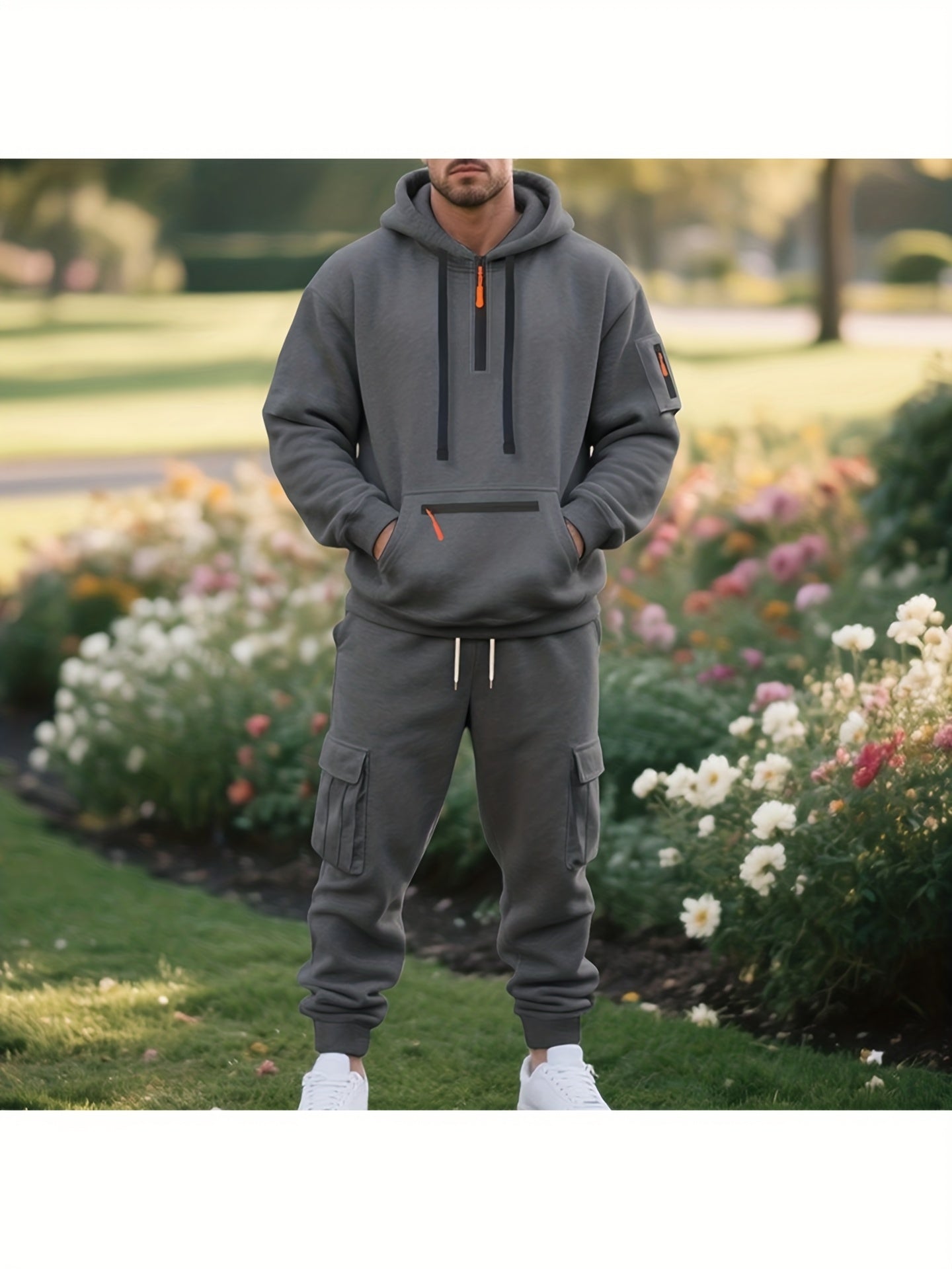 Men's Tracksuit – Men's Space Gray Polyester Long-Sleeve Outfit Set – view 10