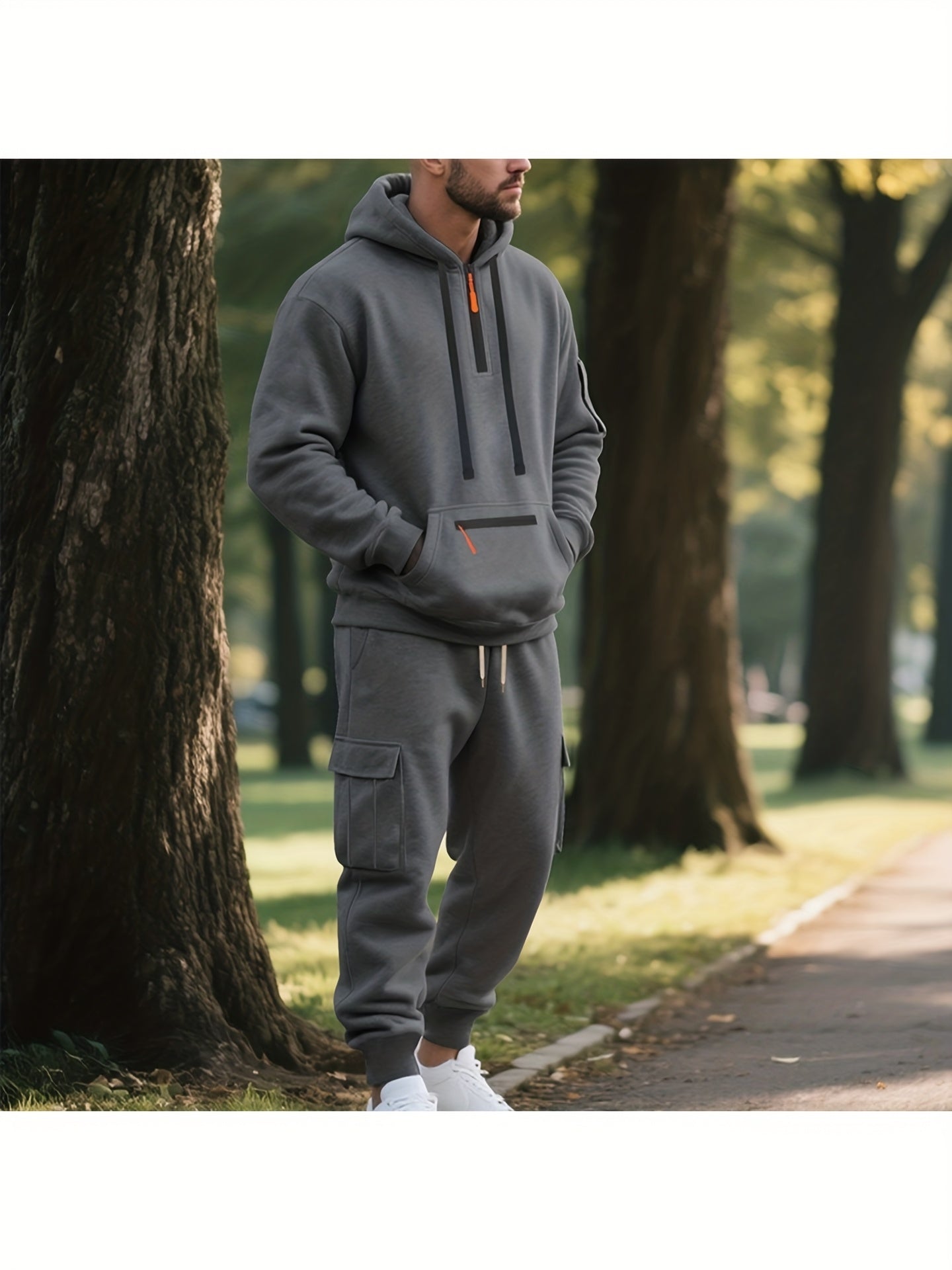 Men's Tracksuit – Men's Space Gray Polyester Long-Sleeve Outfit Set – view 11