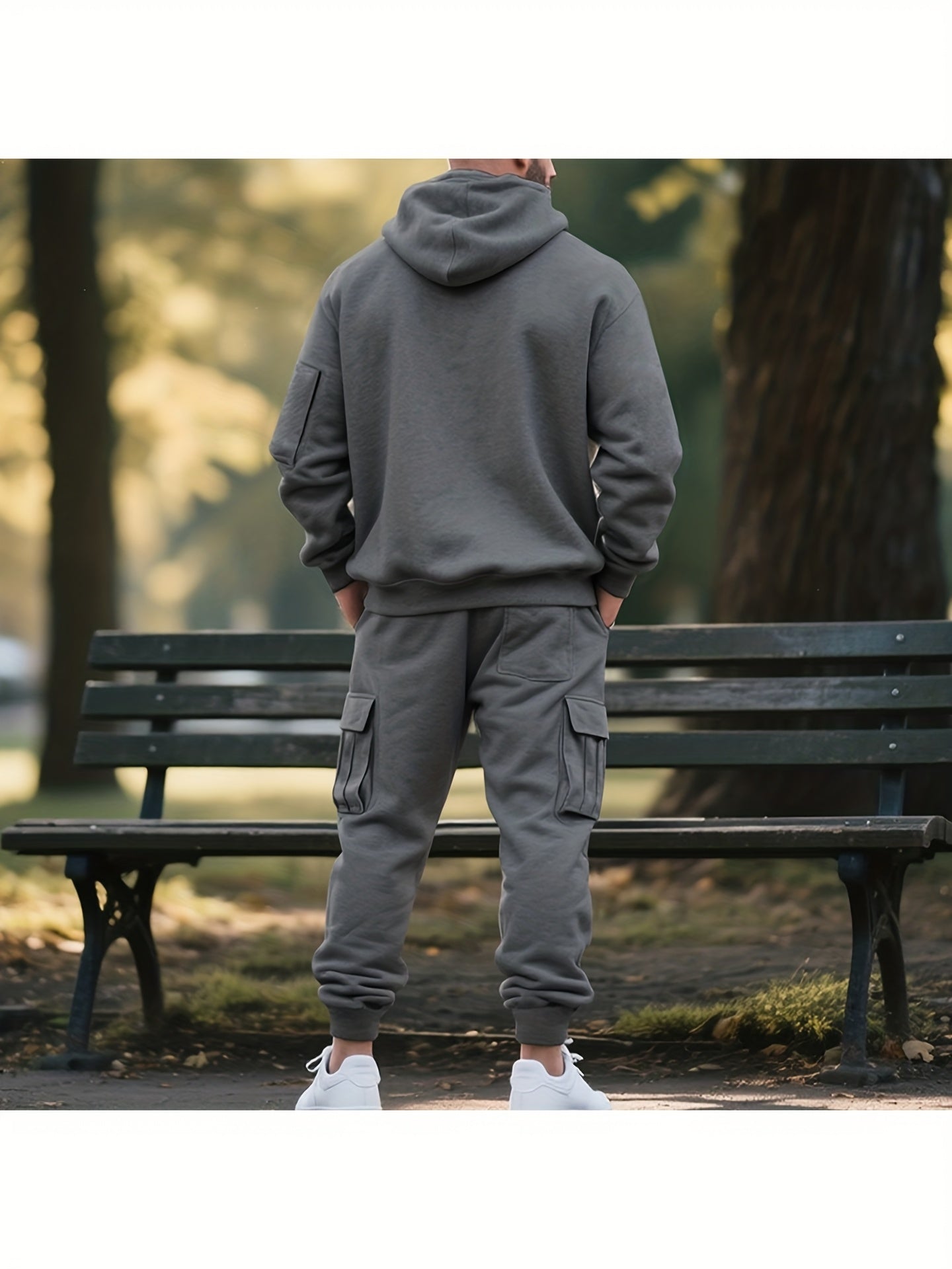 Men's Tracksuit – Men's Space Gray Polyester Long-Sleeve Outfit Set – view 12