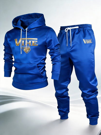 Men's Tracksuit Set - Graphic Print – 5-Color Selection – Blue option – view 2