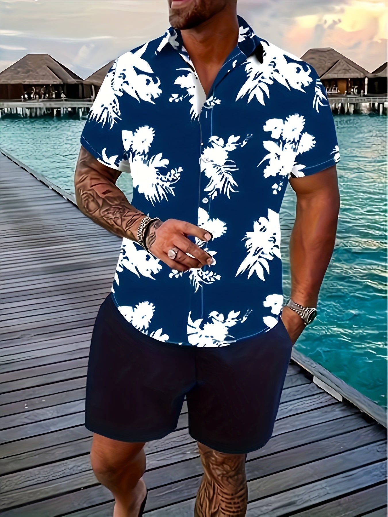 Men's Tropical Print Shirt - Collared Short Sleeve – Sizes S–XXL – view 7