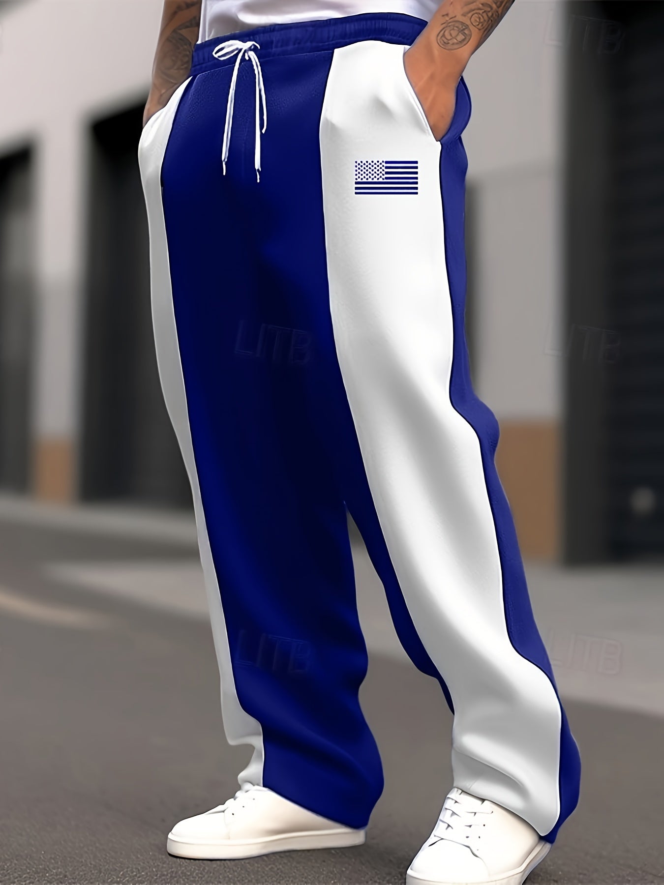 Men's Trousers – Men's Light Grey Polyester Printed Pants – view 3