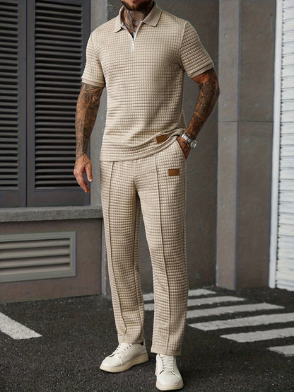 Men's Two-Piece Outfit Set – Khaki+ Khaki – Khaki option – main product image