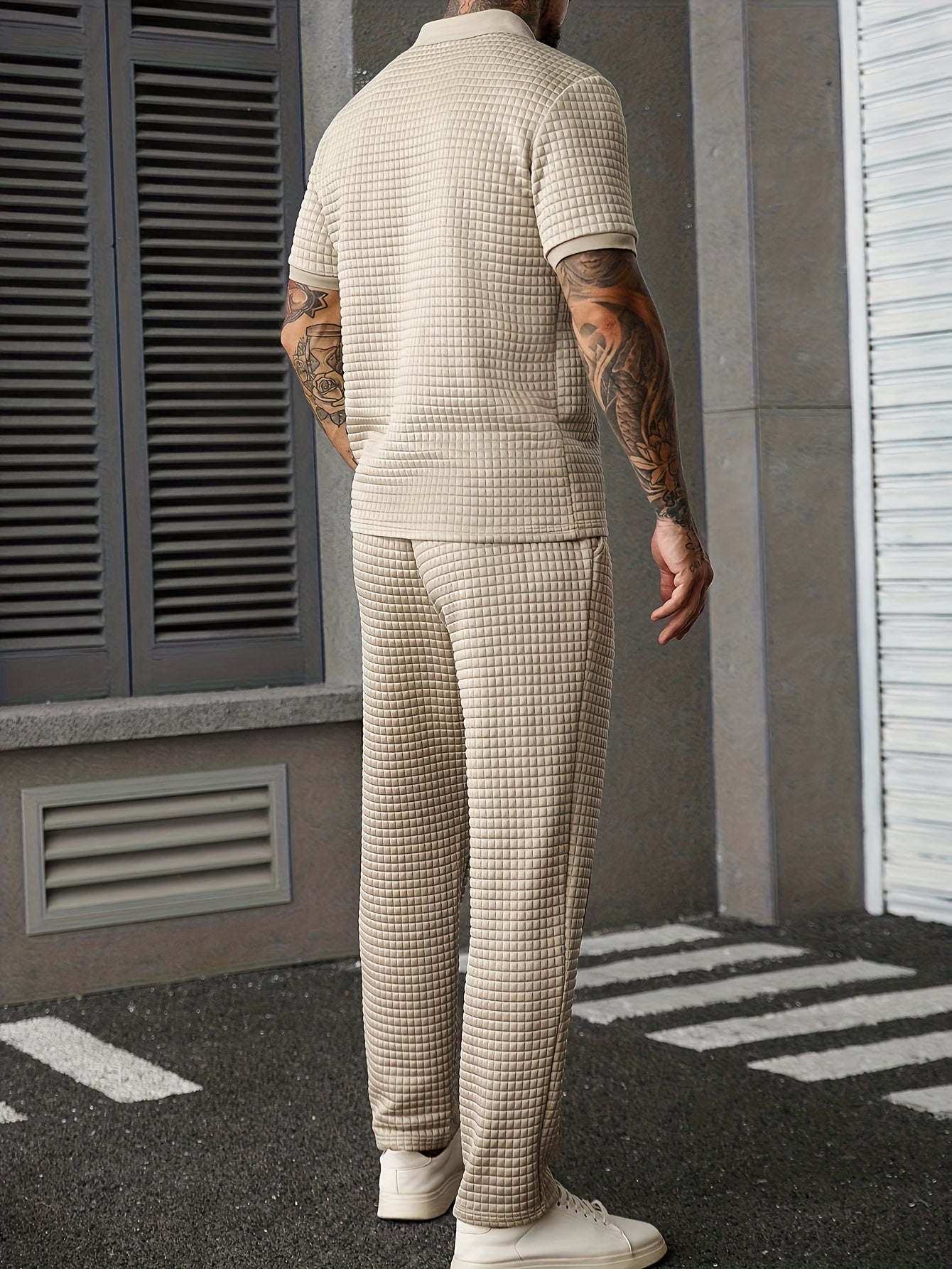 Men's Two-Piece Outfit Set – Khaki+ Khaki – Khaki option – view 7