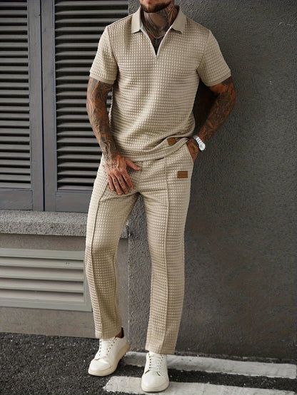 Men's Two-Piece Outfit Set – Khaki+ Khaki – Khaki option – view 12