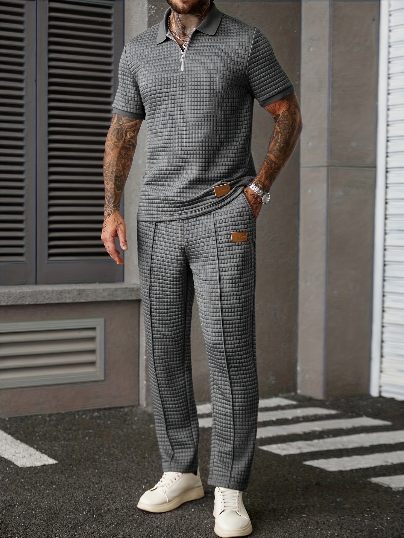 Men's Two-Piece Outfit Set – Khaki+ Khaki – Khaki option – view 14