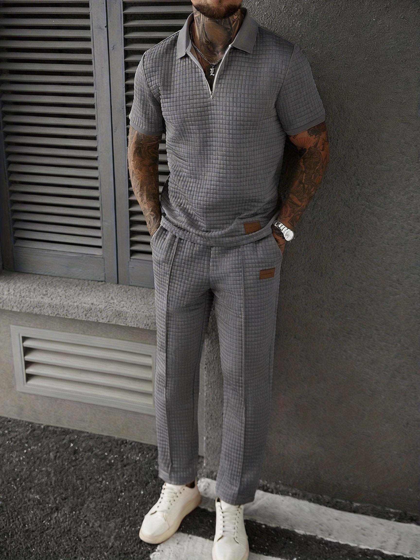Men's Two-Piece Outfit Set – Khaki+ Khaki – Khaki option – view 19