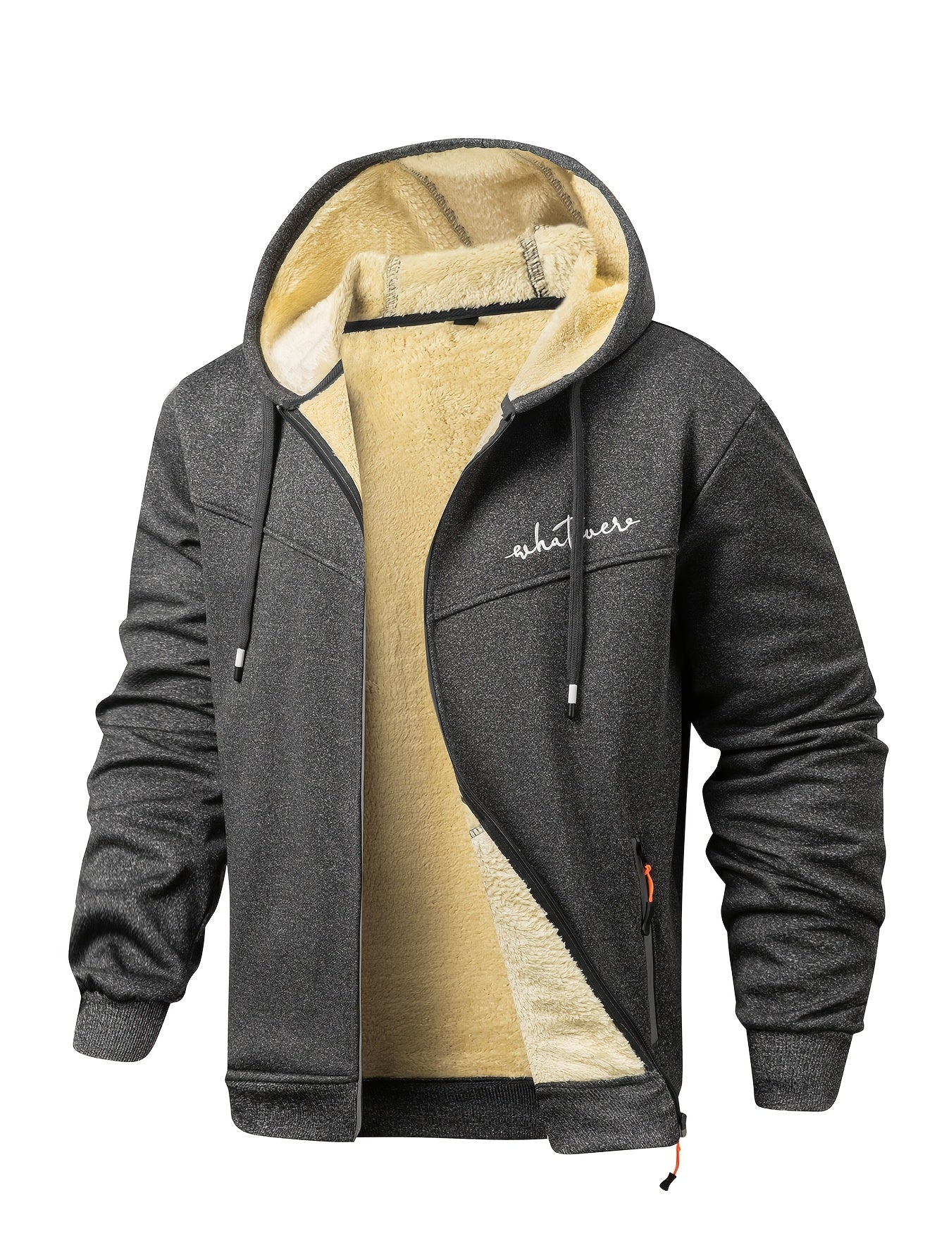 Men's Two-Piece Outfit Set – Men's Light Grey Polyester Zip-Up Long-Sleeve Jacket – view 5
