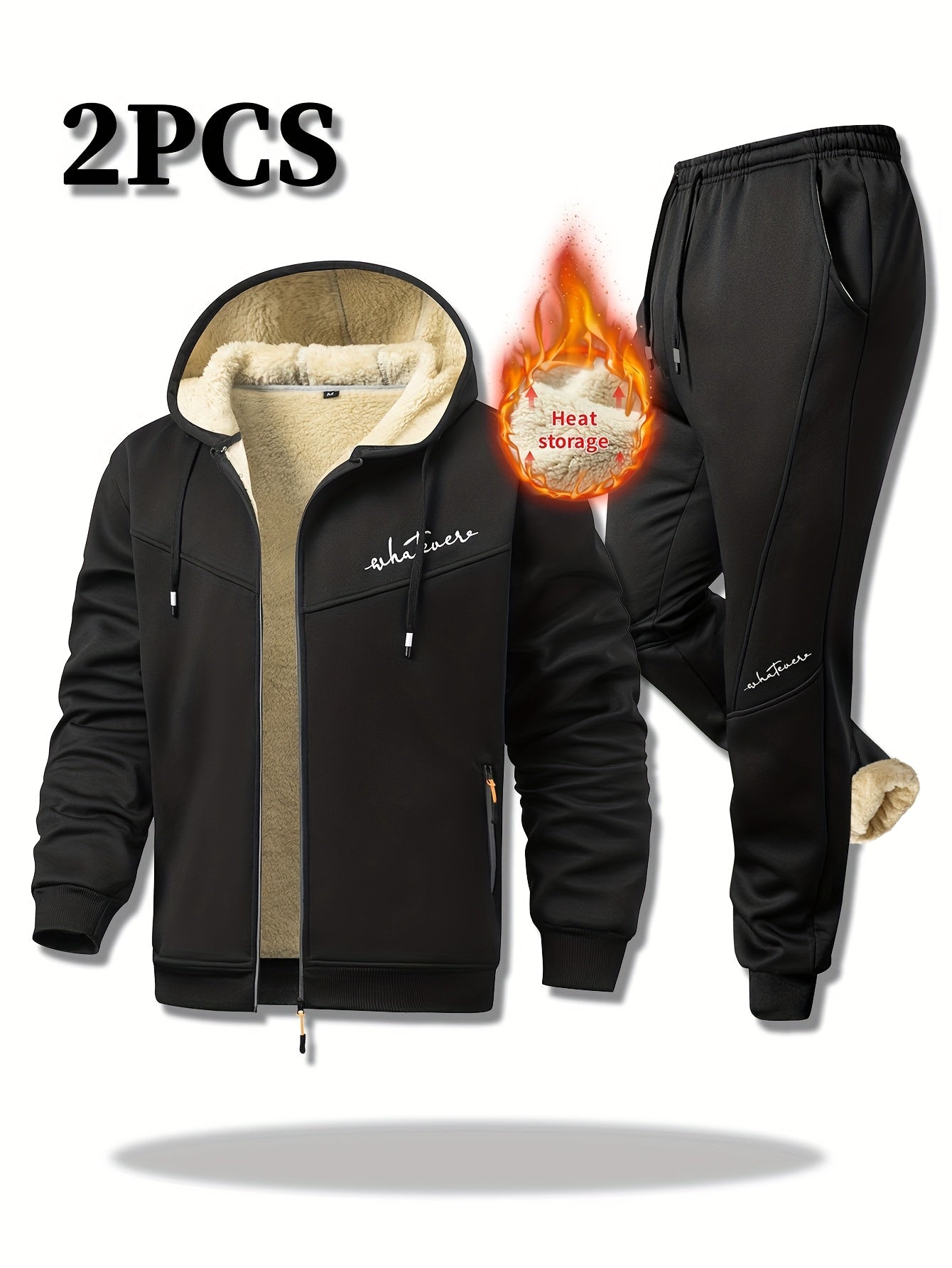 Men's Two-Piece Outfit Set – Men's Light Grey Polyester Zip-Up Long-Sleeve Jacket – view 9