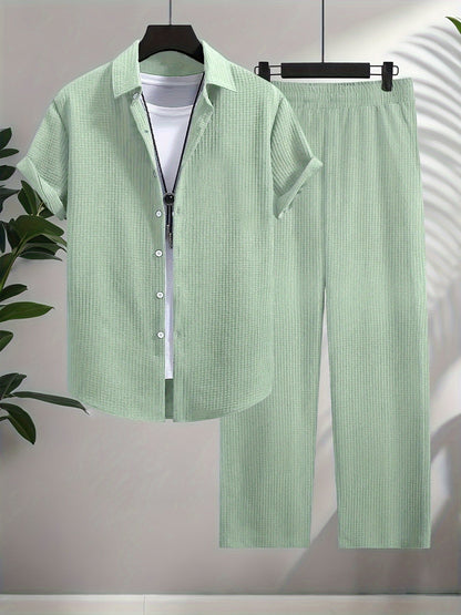Men's Two-Piece Outfit Set - Short Sleeve – Apricot – Apricot option – main product image