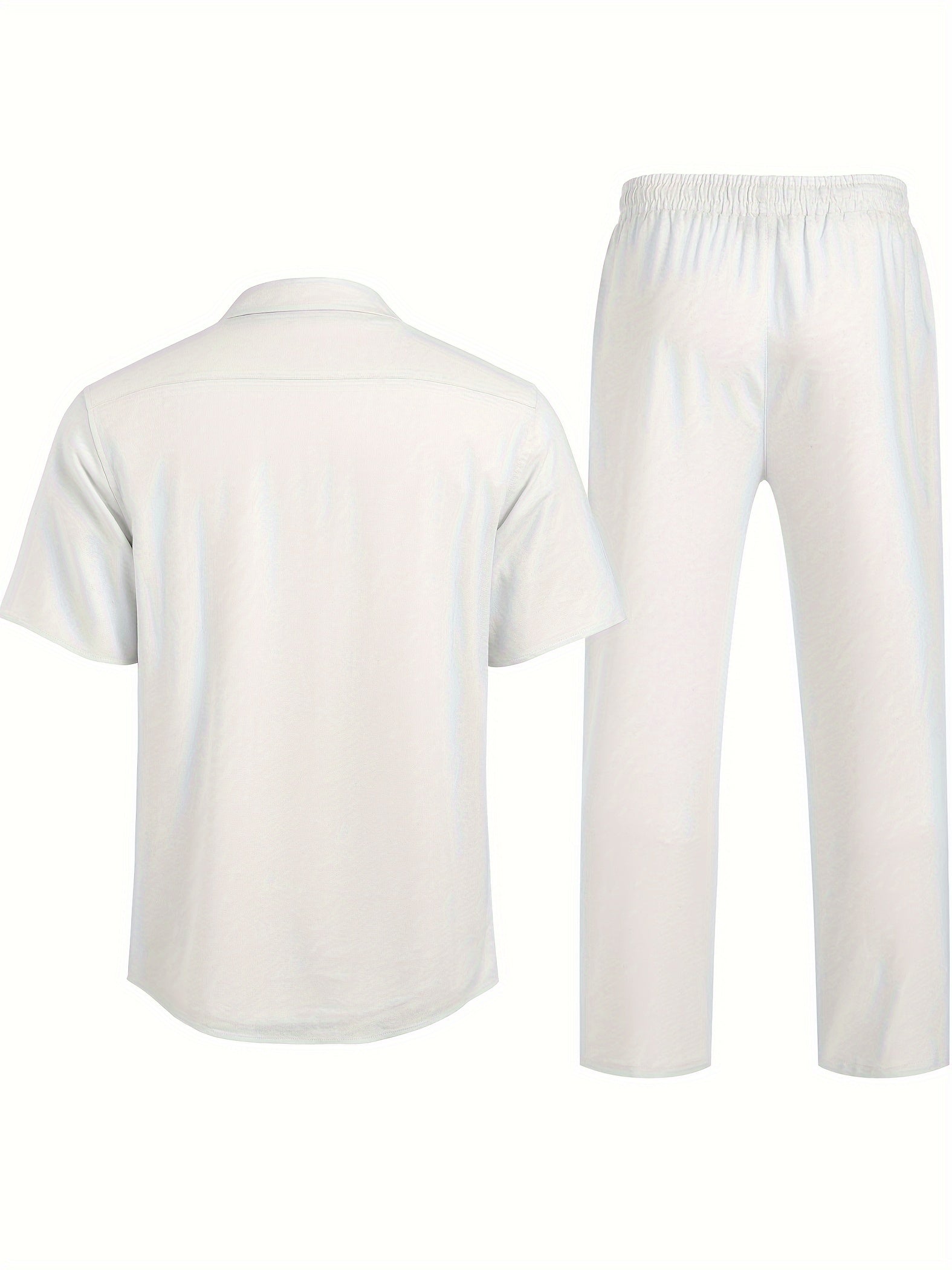 Men's Two-Piece Outfit Set - Short Sleeve – Black Linen – view 8