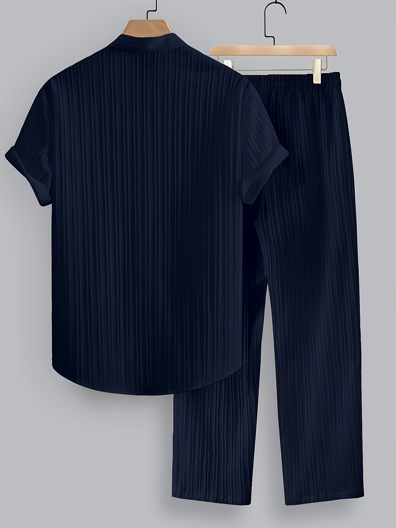 Men's Two-Piece Outfit Set - Short Sleeve – Navy Color – view 4