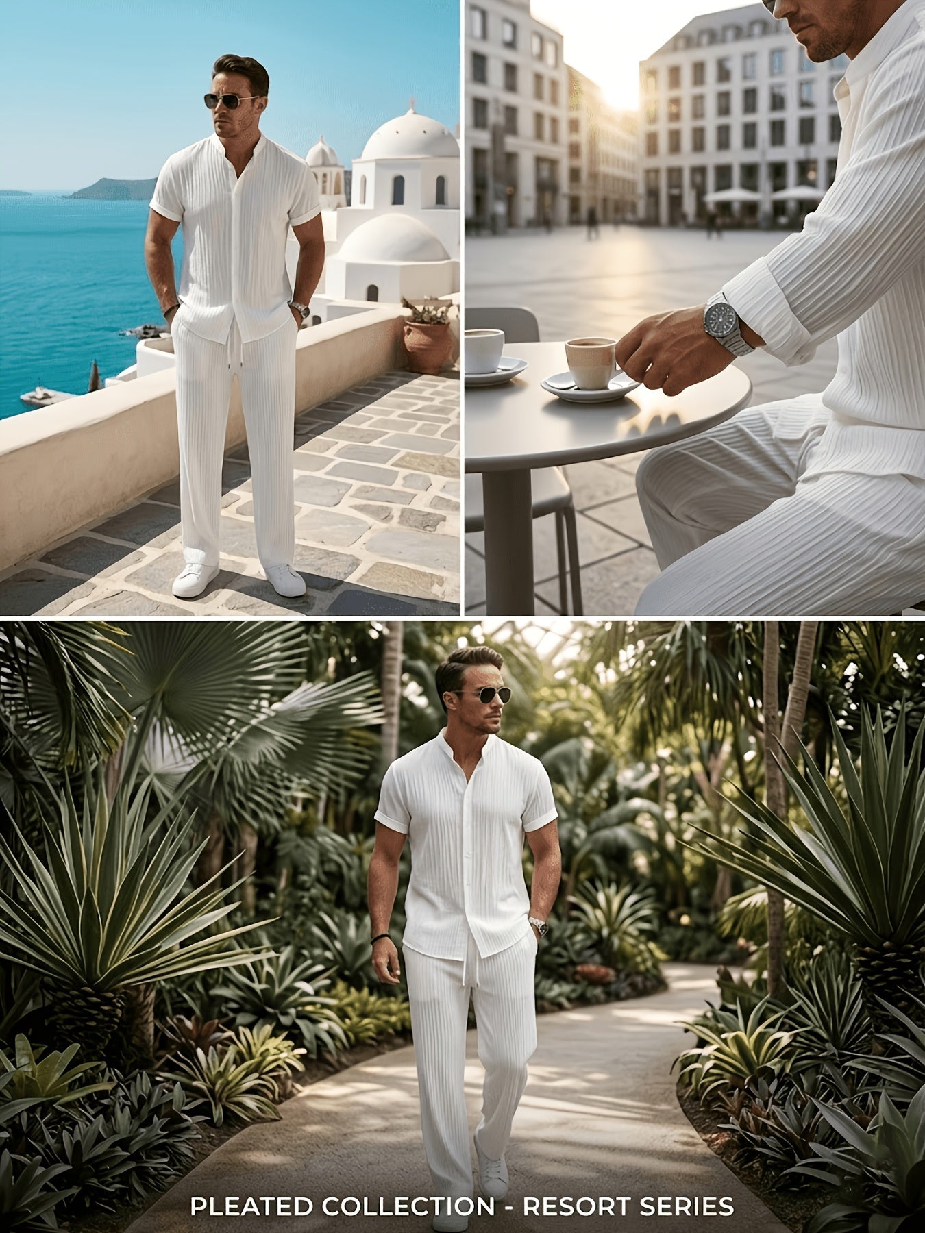 Men's Two-Piece Outfit Set - Short Sleeve – Navy Color – view 5