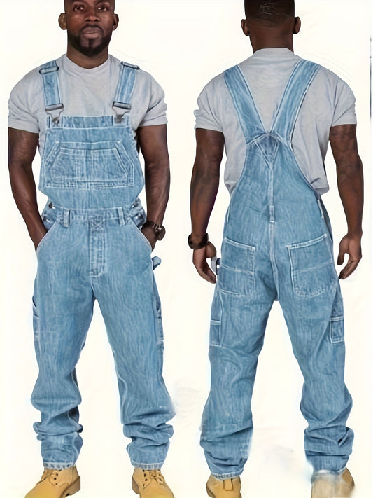 Men's Utility Jumpsuit - Multi-Pocket Denim – Blue option – main product image
